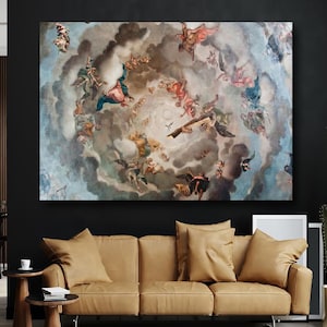 Fresco In Galleria Borghese Mural Peel Canvas Poster Print,  Italian Renaissance Mural Print, Classical Wall Art, Living Room, Unframed