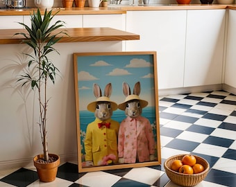 Easter Bunnies Holiday Canvas Print: Spring Decor, Unframed