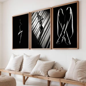 Sexy Woman Canvas Poster Print Set of 3, Sexy Art, Bedroom Art, Sensual Art, Elegant Silhouette Art, Female Line Drawing, Unframed