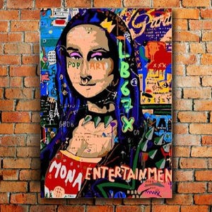 MONA LISA Banksy Canvas Poster Print, Mona Lisa Pop Art, Leonardo Da Vinci Banksy, Urban Pop Culture Decor, Mona Lisa Graffiti, Unframed