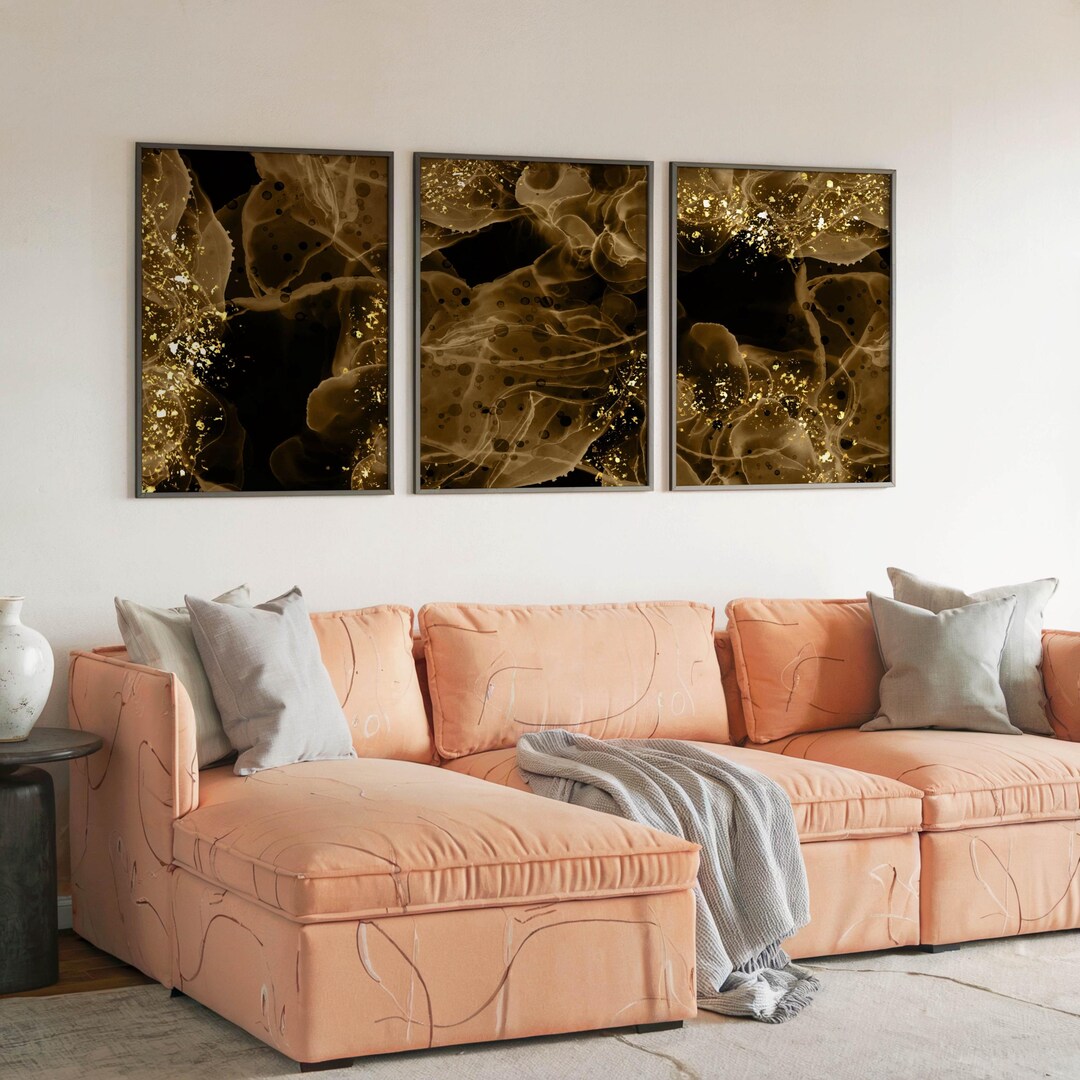 Black and Gold Marble Abstract Canvas Poster: Modern Luxury Wall Art ...