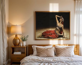 Elegant Belly Dancer Canvas Print: Sensual Oriental Dance Art, Unframed