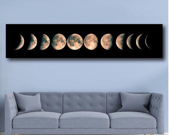 Impresión en lienzo de eclipse lunar: fases lunares, arte mural celestial, sin marco