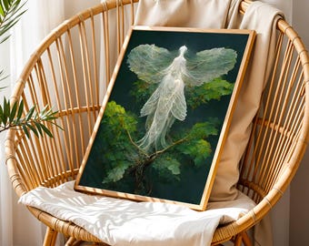 Earth Fairy Canvas Print: Vintage Fairytale Wall Art, Bohemian Decor, Forest  Woman, Unframed