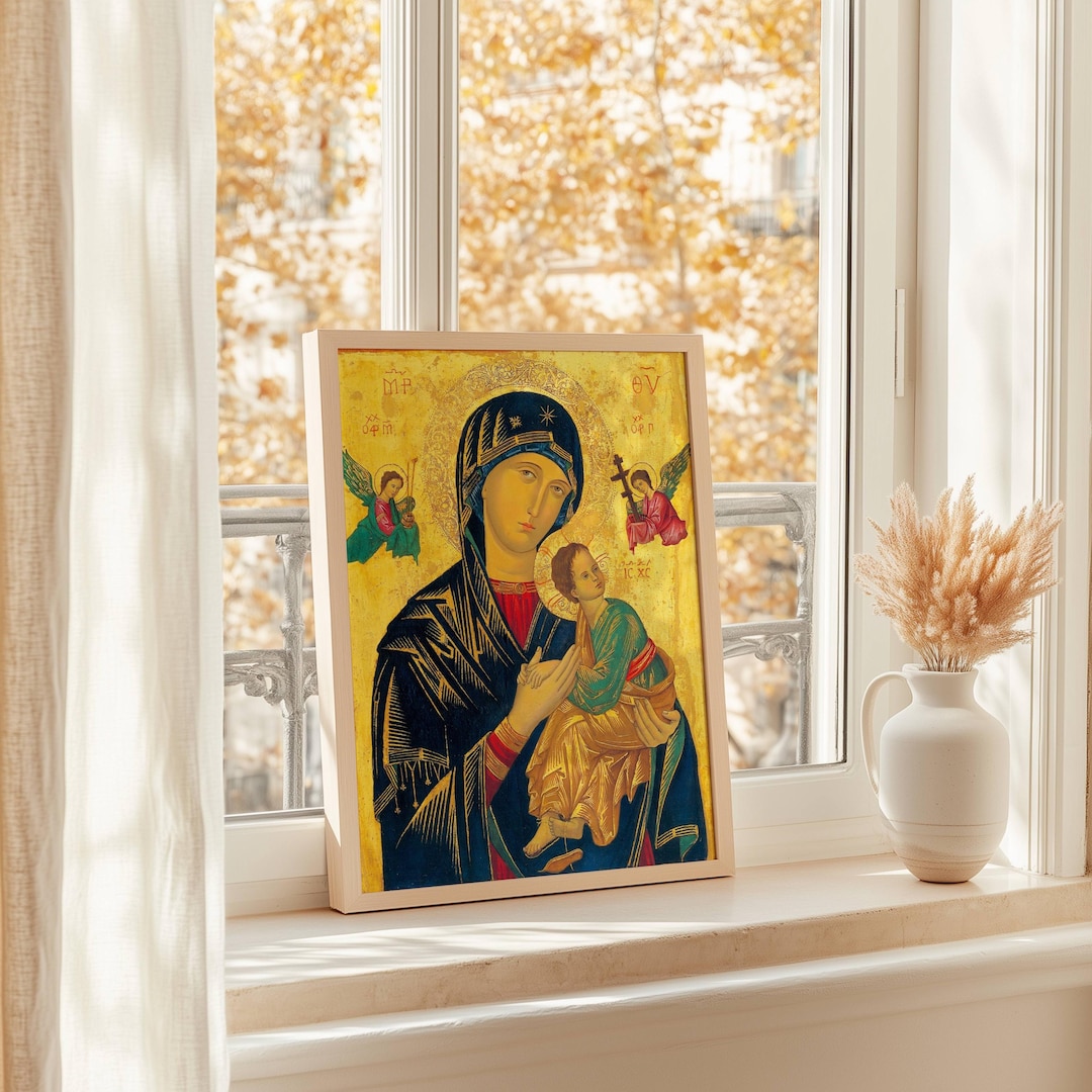 Virgin Mary and Child Jesus Icon Canvas Print: Catholic Canvas Poster ...