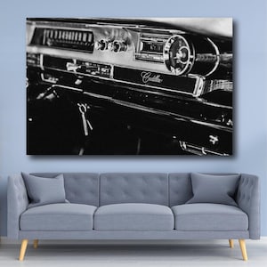 1960s American Classic Car Nostalgia Cadillac Canvas Poster Print, Antique Car, Gift for Car Lovers, Classic Canvas, Retro Car Art, Unframed
