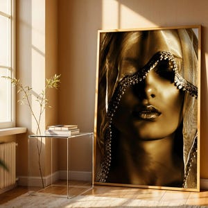 African Woman Gold Canvas Poster Print, Black And Gold Wall Art, Gold Girl Canvas, Modern Wall Art, Etnic Art, Beautiful Wall Art, Unframed