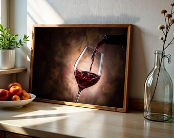 Red Wine Glass Canvas Print: Pub Bar Wall Art, Unframed
