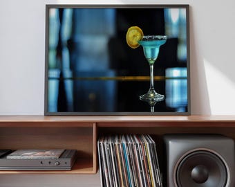 Impressão em tela para bar de coquetéis: Martini com limão, sem moldura.