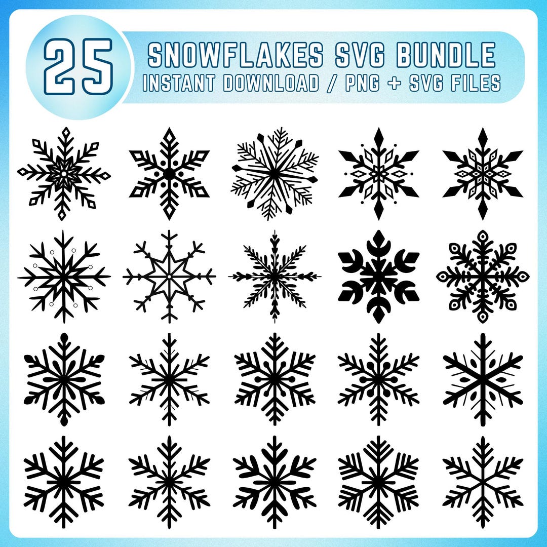 Snowflake SVG Bundle, Winter Snowflake PNG, Christmas Snowflake Svg Set ...