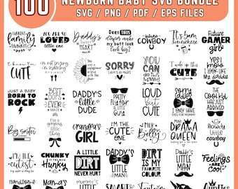 Baby SVG Bundle, Baby Shower SVG, Newborn SVG Bundle, Baby Quote Bundle, Cute Baby Saying svg, Funny Baby svg, Baby Boy Girl Svg, Png