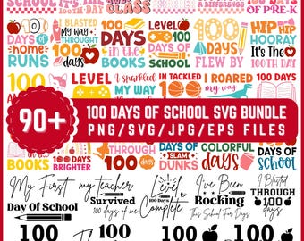 Lot 100 jours d'école SVG, modèles de chemises d'enseignant (téléchargement numérique)