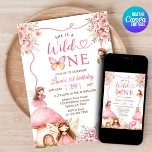 Editable Fairy Birthday Invitation: Canva Template (5x7, Digital Download)
