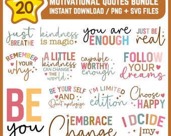 Motivational quotes Png,Bundle,Inspirational Quotes,Printable Stickers,Positive Affirmations,Self Love svg,Mental Health Png,Inspiration Png