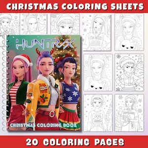 Demon Hunters kpop Coloring Pages, 20 K-pop coloring book ,Kpop christmas coloring sheets, Huntrix coloring sheets, Instant Download