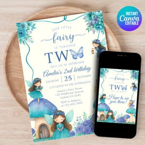 Editable Fairy Birthday Invitation: Canva Template (5x7, Digital Download)
