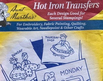 Vintage Aunt Martha’s Hot Iron Transfers Dutch Kids Doing Chores Motif #3021 RF0210