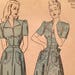 1940's House Dress Short Sleeves Pointed Collar V Neck with Two Front Pockets Vintage Sewing Pattern Advance 4754 Bust 32 RF0021