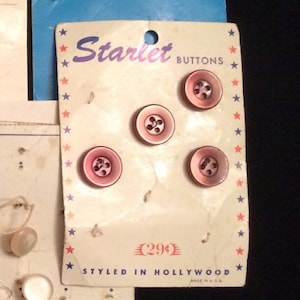 Pink, Red, Brown, Blue, Green Lot of Vintage Buttons on Original Cards Le Chic La Mode Bon Jon RF0065
