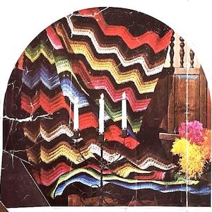 Rainbow Ripple Afghan Crochet or Knitting Pattern PDF RF0243