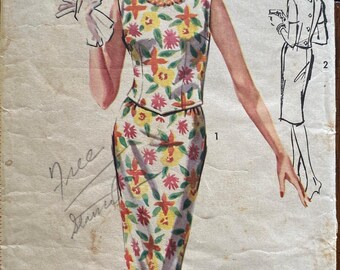 1960's Women's Two Piece Dress Vintage Sewing Pattern Advance Sew Easy 2877 Bust 38 RF0244