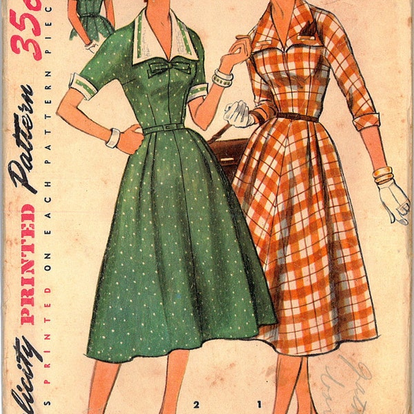 1245 1950's Women's Dress Vintage Sewing Pattern Simplicity 1245 Bust 32