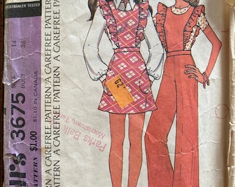 1970's Women's Overalls Jumper Vintage Sewing Pattern McCall's 3675 Bust 36 RF0253