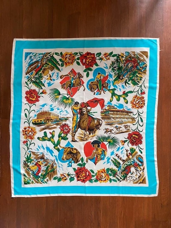 Vintage Spanish Matador Bullfighting Novelty Scarf RF0219