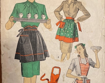 1930's Women's Apron Vintage Sewing Pattern DuBarry 6118 Size Medium RF0245