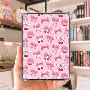 Pink Bows & Cherries Kindle Insert | Romance-Themed Kindle Decor | Bookish Accessory | Fits 6 Kindle Sizes | Kobo Insert
