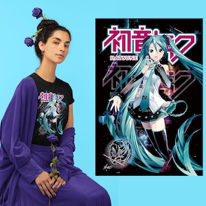 Neo Vintage Hatsune Miku T-Shirt – Retro Vocaloid Graphic Tee