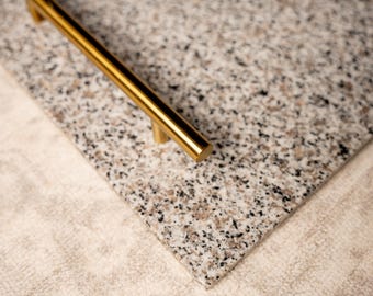 Beige Sand Marble Tray Natural Stone Tray with Handles – Luxury Decorative Serving Tray for Vanity, Coffee Table, or Kitchen Décor