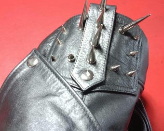 Spiked Black Flame Leather Jacket: Gothic Punk Biker Costume - Etsy