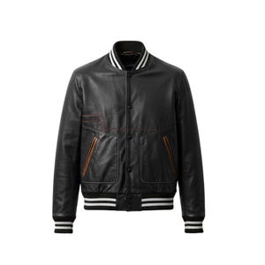 Handmade Black Varsity Leather Jacket – Casual Wear | Custom Soft Leather College Jacket for Men & Women