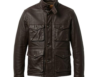 ブラウン本革サファリジャケット | タン本革フィールドジャケット