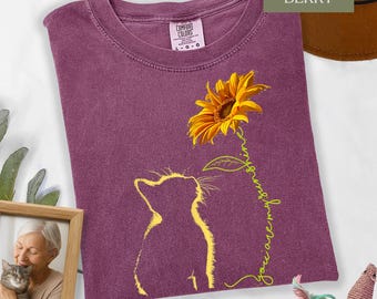 You Are My Sunshine Cat Shirt - Sunflower Tee for Women & Cat Mom Gift