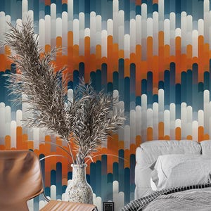 Papier peint moderne Mid-Century : décoration murale géométrique rétro