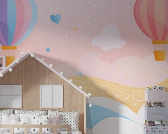 Papel tapiz infantil Dreamy Sky, decoración de pared con nubes caprichosas (despegable y pegable)