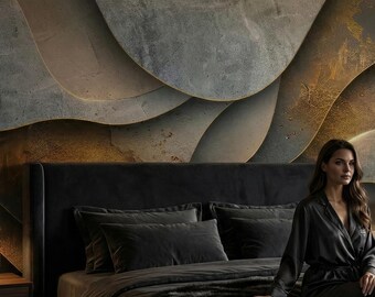 Papel pintado abstracto moderno autoadhesivo, mural de pintura acrílica texturizada, impresión de galería