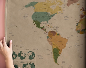 Mapa político del mundo, papel tapiz autoadhesivo