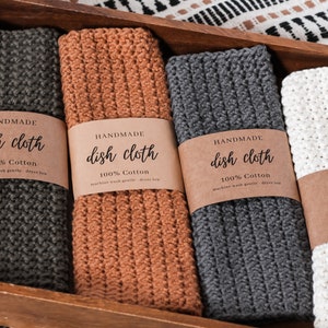 100% Cotton Large Dishcloth- Soft Cotton Face Cloth- Two Sizes- Choose your color