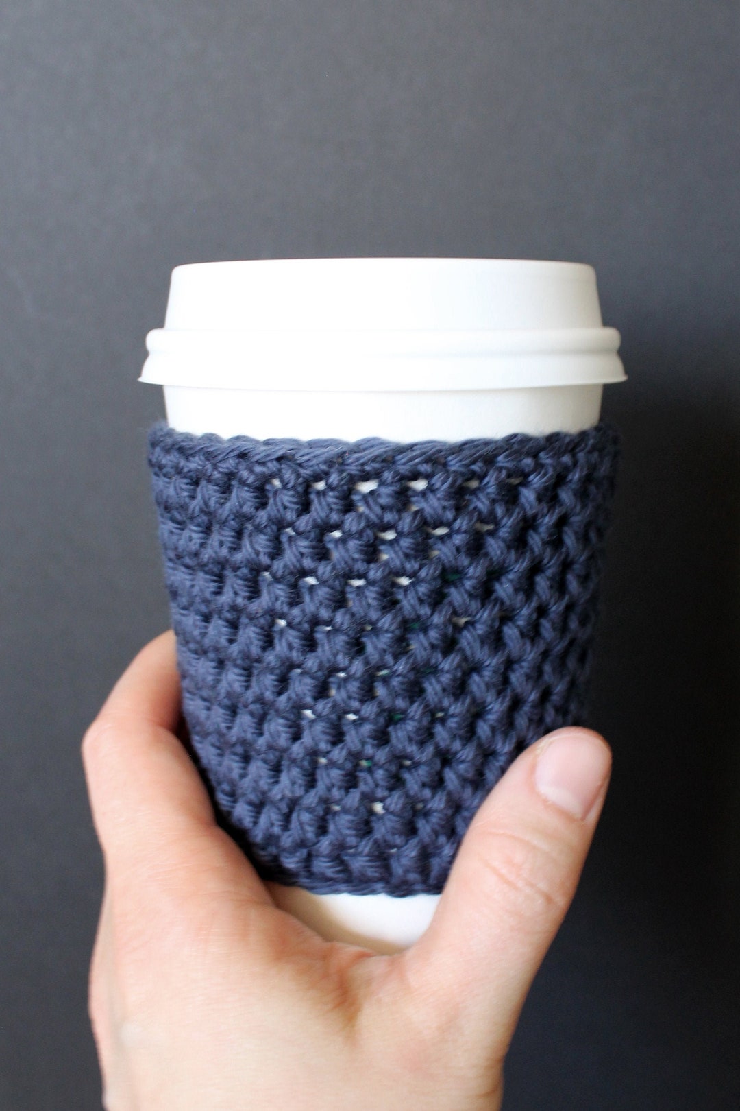 Reusable Coffee Sleeve in Denim Blue- Crocheted Coffee Cozy- Java ...