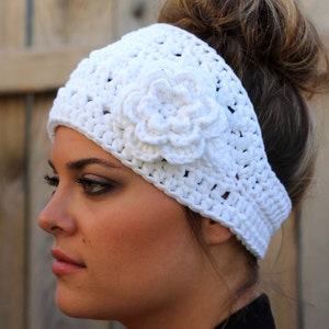 CROCHET PATTERN Woman's Boho Flower Headband Crochet Pattern Crocheted Ear Warmer Instant Download PDF image 4