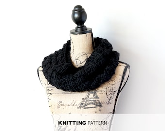 KNITTING PATTERN- Warm Knitted Waffle Cowl- Cowl Pattern- Scarf Pattern- Digital Download- PDF File