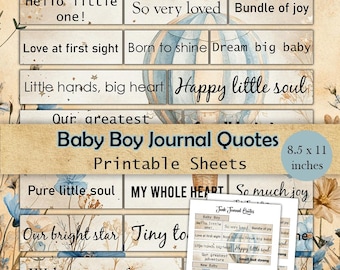 Citaten voor babyjongens in tijdschriften | Afdrukbare pagina's met nieuwe babywoordtags | A4-vel
