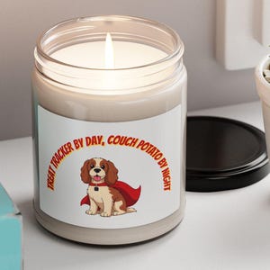 Superhero Cavalier King Charles Scented Soy Candle: Gift for Dog Lovers