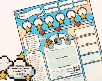 Pixel DnD 5E Character Sheet for Dungeons and Dragons