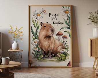 Nursery Decor | Capybara Illustration | Cute Animal Print | Printable Wall Art
