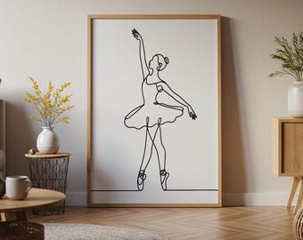 Ballet Dancer Art Print | Minimalist Home Decor | Digital Wall Art | Modern Line Drawing
