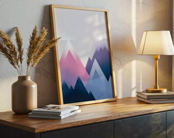 Céu e Montanhas Boho | Impressão de Arte Digital | Decoração de Parede Minimalista | Decoração de Casa para Imprimir